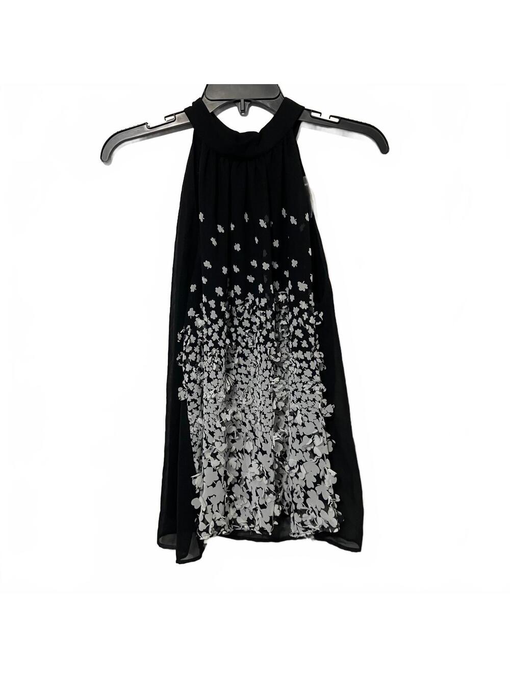 7th Avenue Design Studio Black White Minimalist Floral Halter Dress Large-New